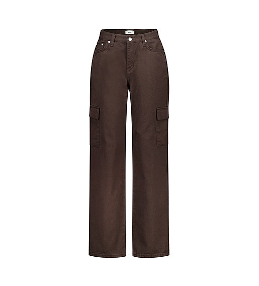 BROWN COTTON CARGO PANTS