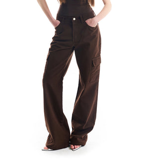 BROWN COTTON CARGO PANTS